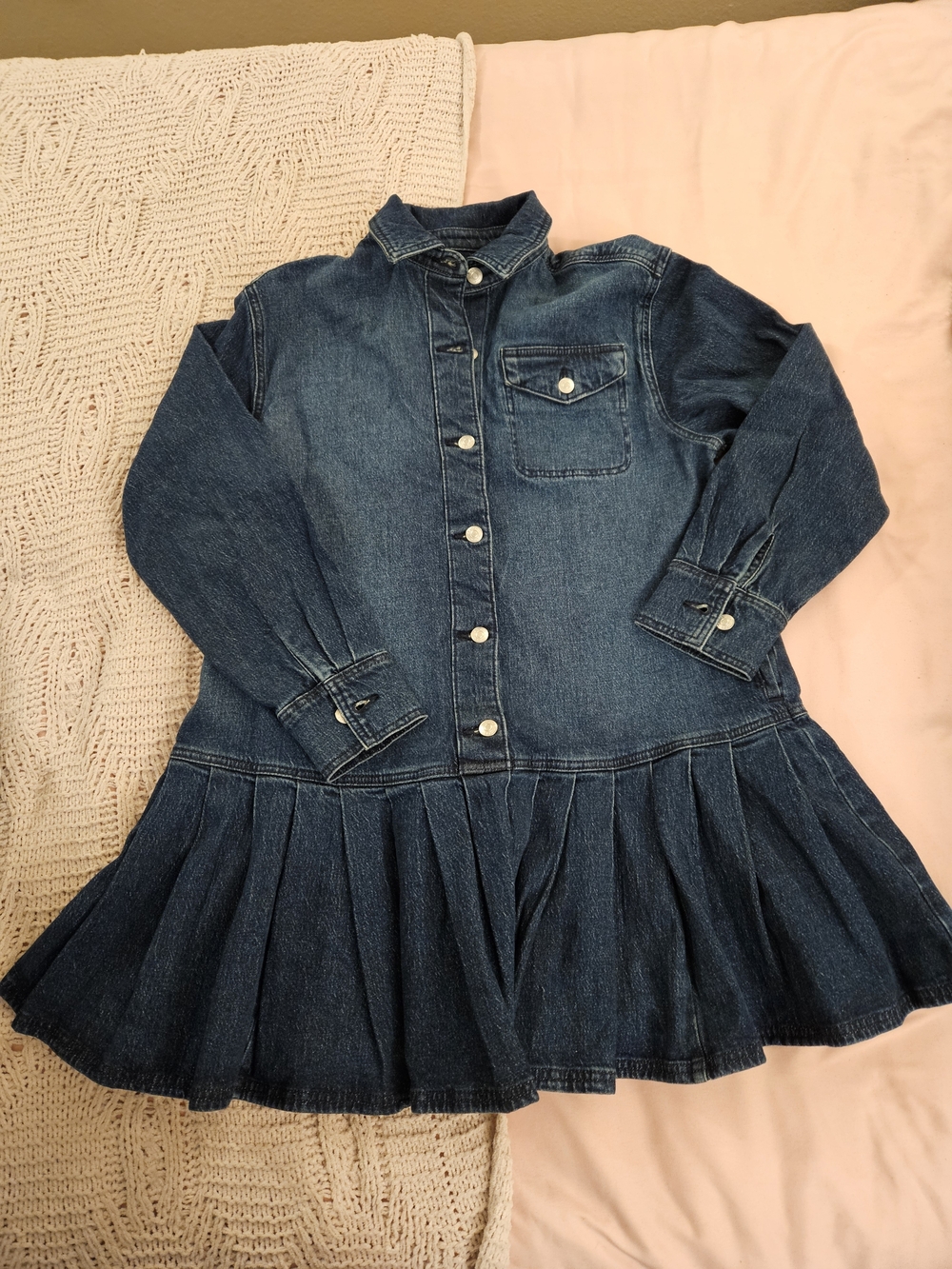 Women's Dark Blue Denim Shirt Dress Jacket